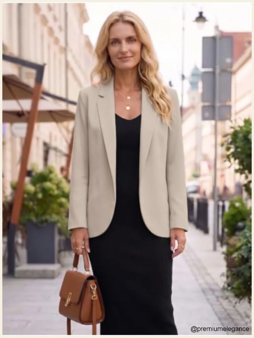 Lightweight Open Front Blazer Notched Lapel Full Lining Polyester Spandex Work